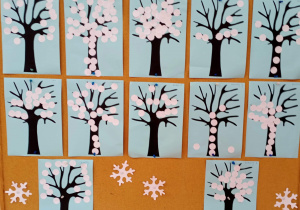 Praca plastyczna "Zimowe drzewa"